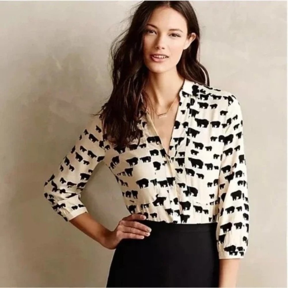 Maeve by Anthropologie Bear Blouse Button Down *Like New*